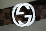 Genuine Leather Luxury Hexagons Reversible Belt unisex